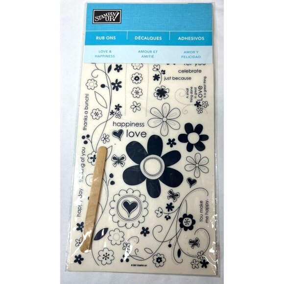 Stampin Up! Simply Sent Adhesive Rub On Decals Stickers - Love Happiness & More - Picture 1 of 2